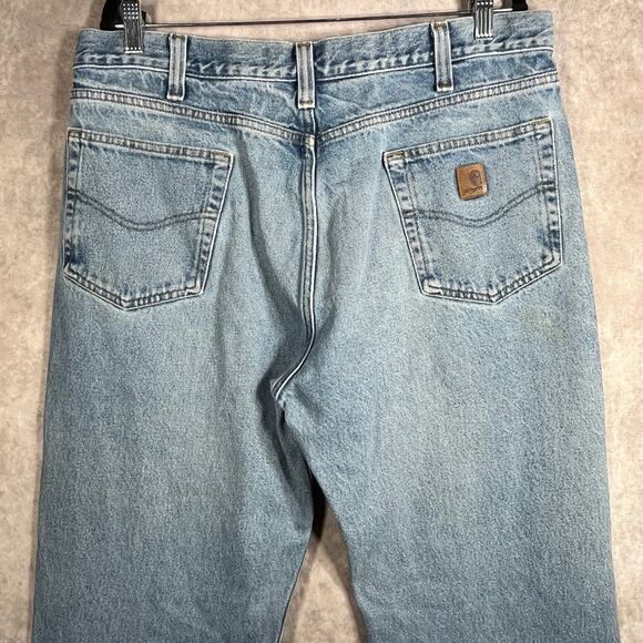 Carhartt Jeans Mens Size 38X32 Blue Stonewashed Denim Relaxed Fit Workwear 8460 - Picture 6 of 11